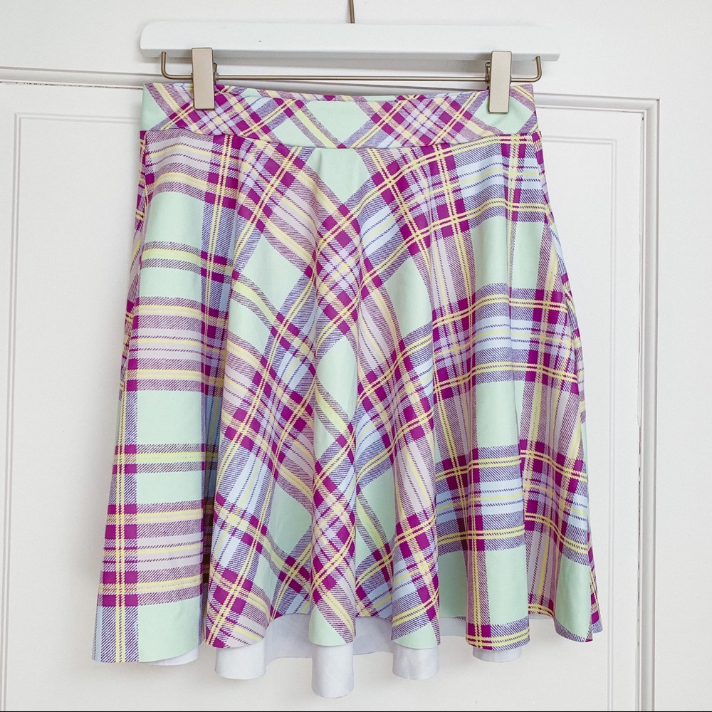 Tartan Pastel Pocket Skater Skirt by Blackmilk